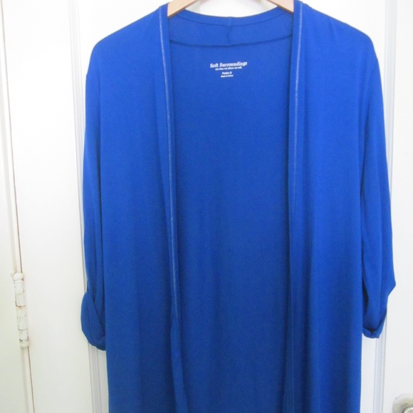 Soft Surroundings Cardigan PS Open Front Blue